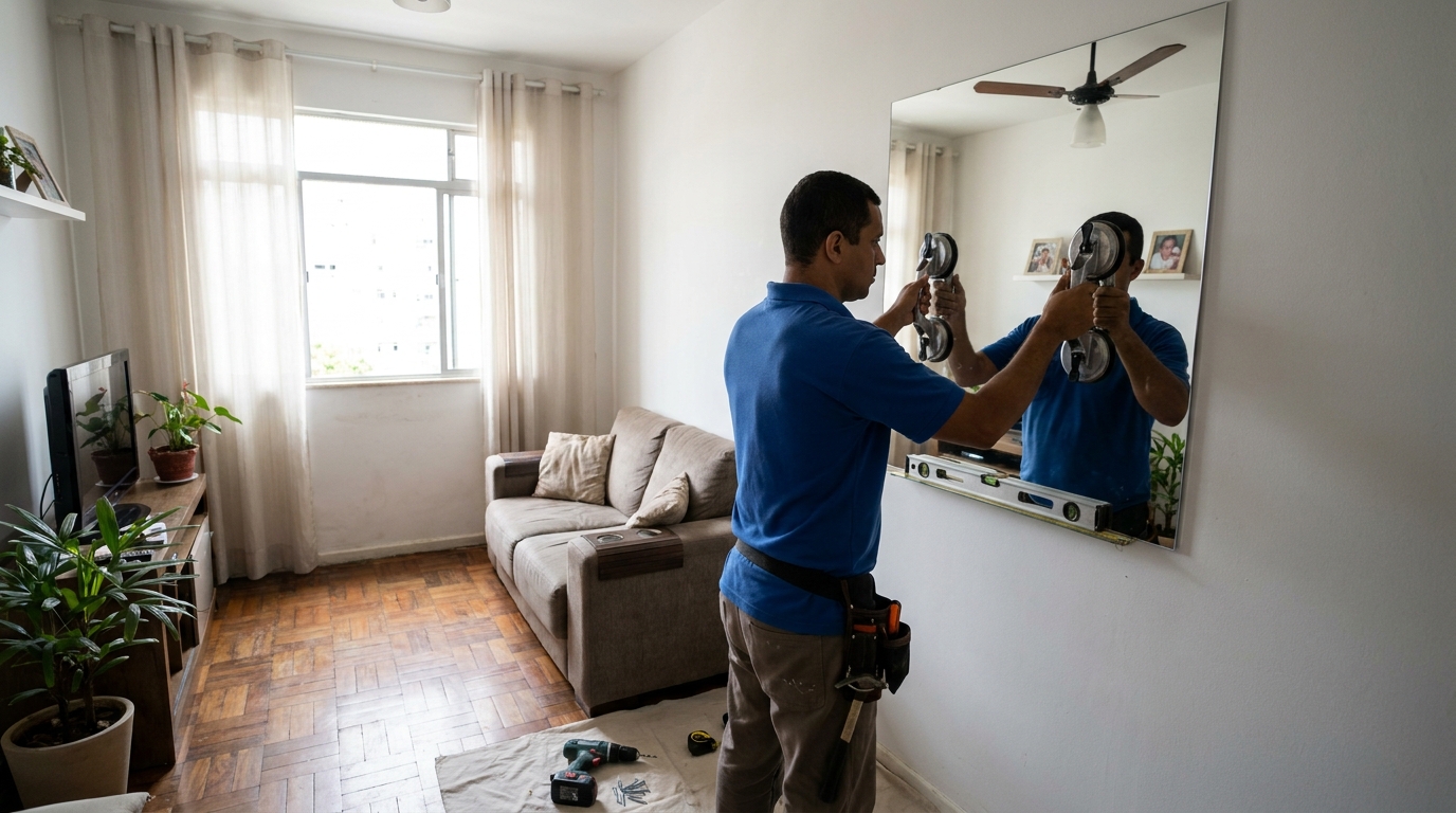 Espelho sob medida com parquet em Petrolina-PE